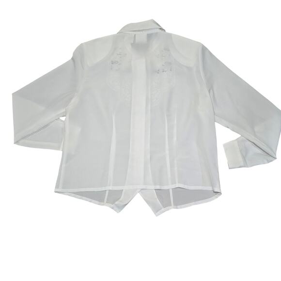 Coquette Elisabeth Williams M, Vintage White Button-up  Blouse w/ Lace Detailing - Picture 10 of 10